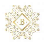Lettre B, monogramme d'or