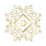 Lettre D, monogramme d'or