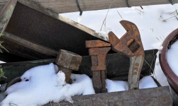 Rusty Tools In Snow
