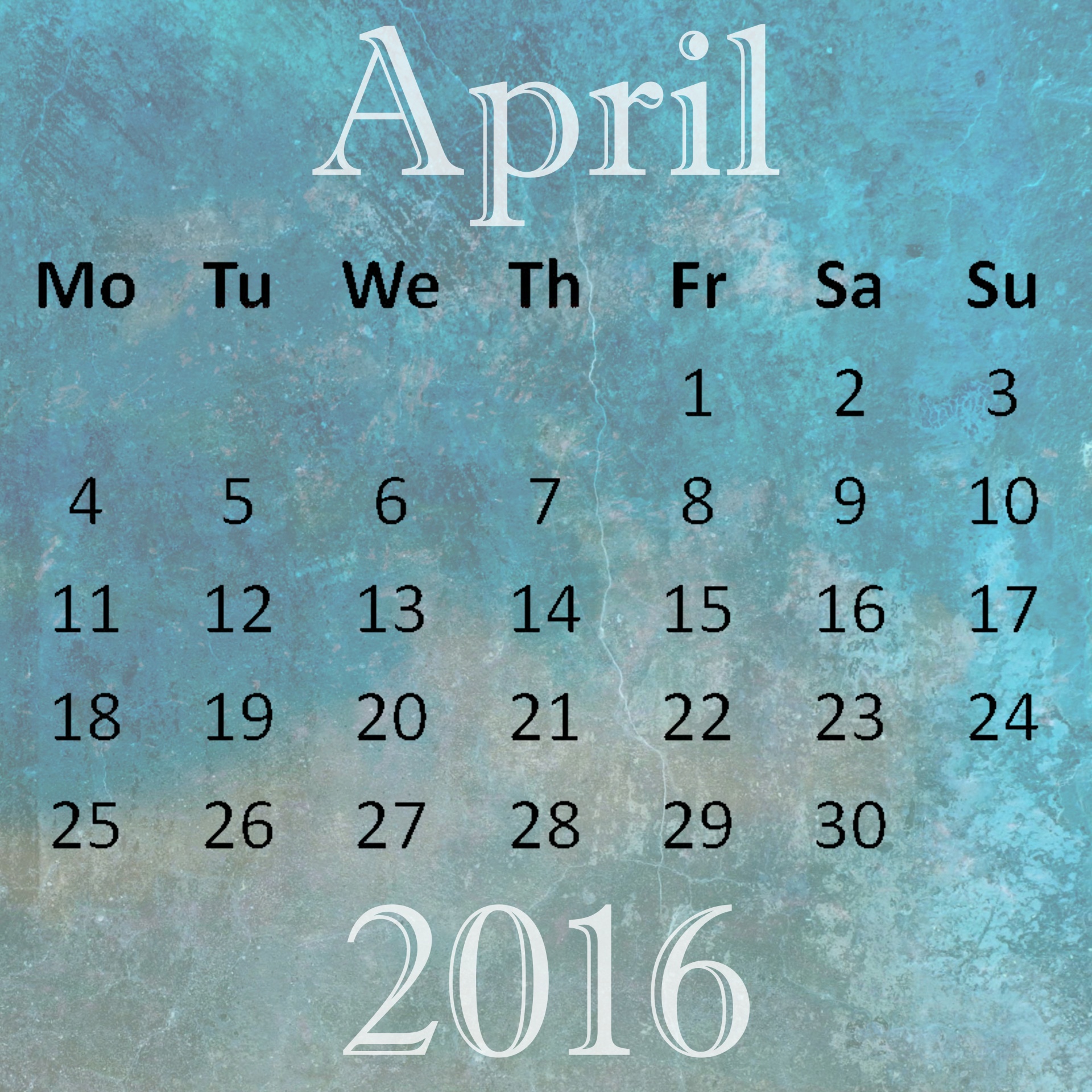 April 2016 Calendar Free Stock Photo Public Domain Pictures
