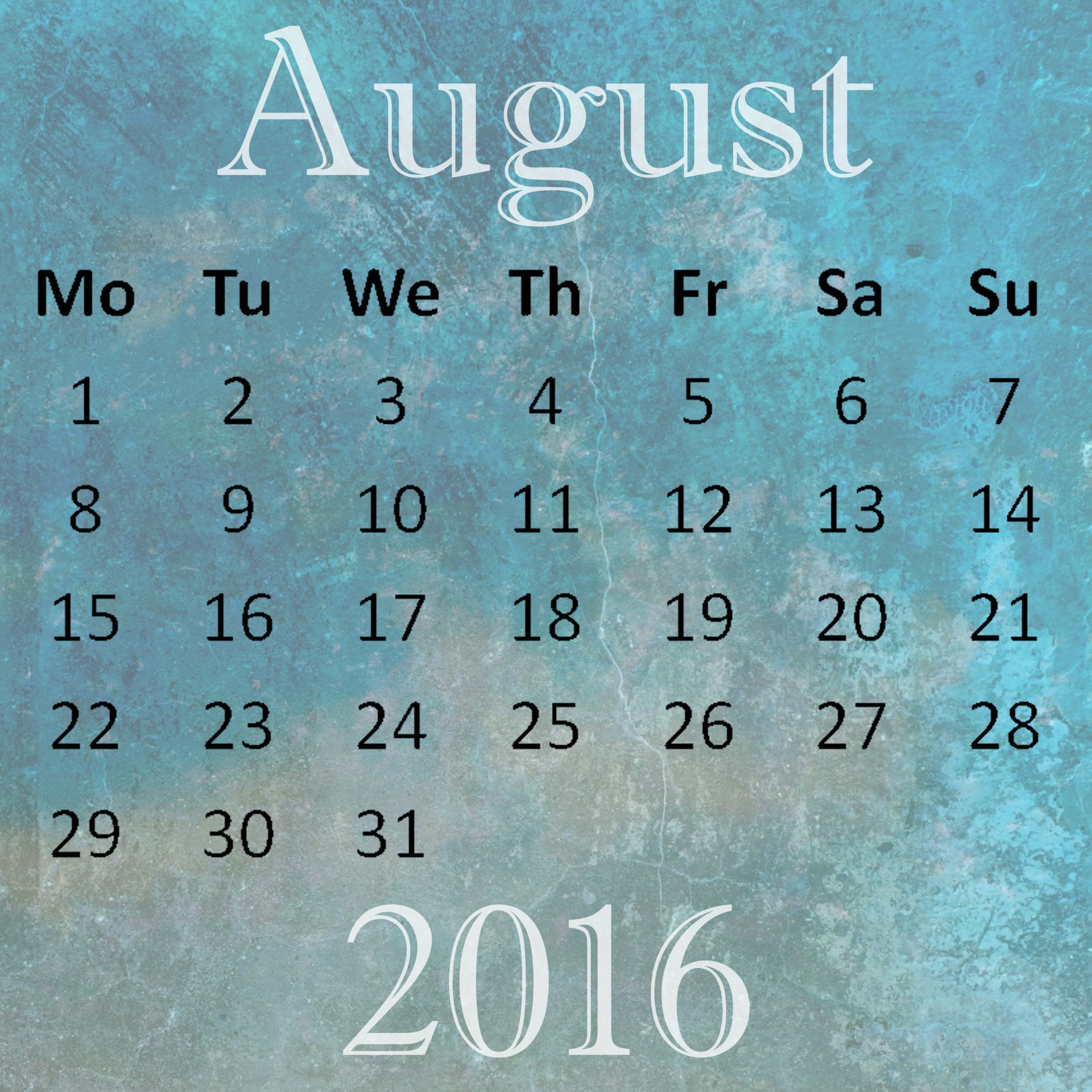 August 2016 Calendar Free Stock Photo Public Domain Pictures
