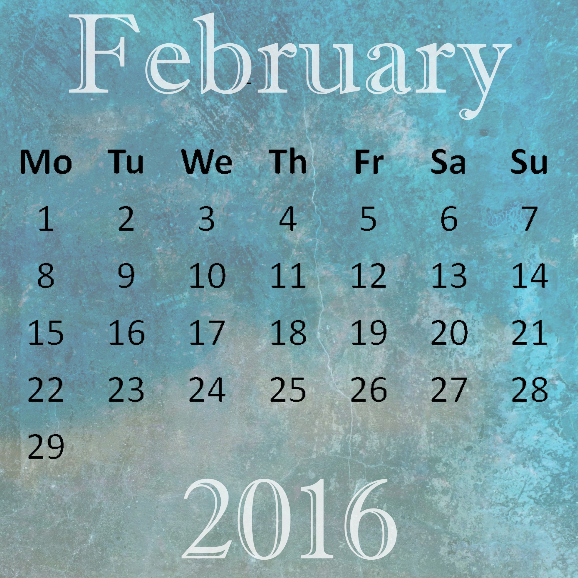 2018 February Calendar Portrait