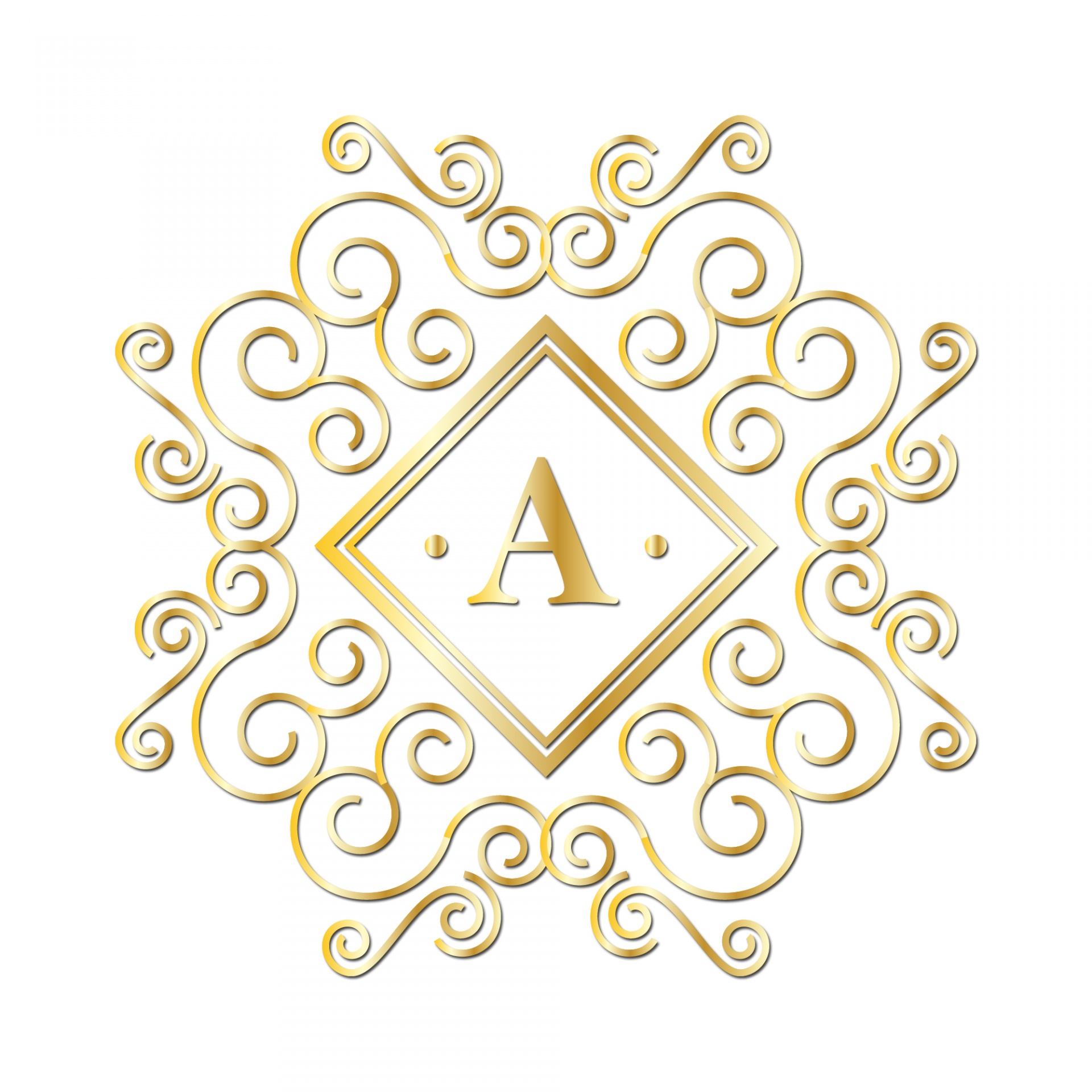 Letter A, Gold Monogram
