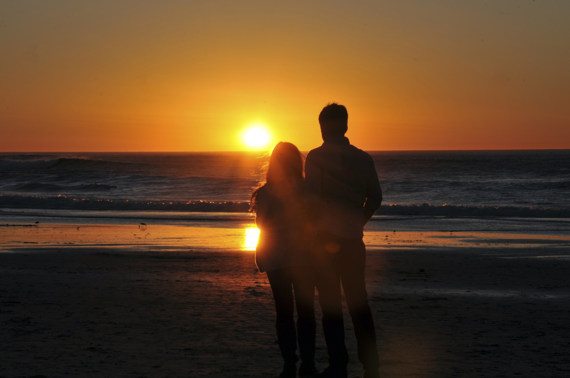 Lovers Enjoying Ocean Sunset Free Stock Photo - Public Domain Pictures