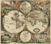 Antika världskarta från 1689