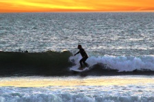 Californië Surfer Horizon bij zonsonderg
