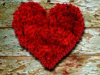 Corazón de rosas rojas