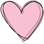 Corazón de color rosa sobre fondo blanco