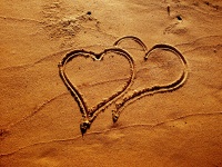 Two Hearts on Sand