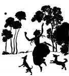 Girl, Dogs, Trees Silhouette