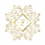 Lettre F, monogramme d'or