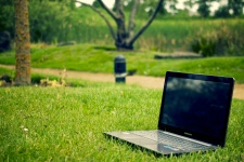 Laptop w parku