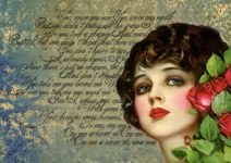 Vintage Dame rote Lippen-Kunst-Collage
