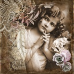Vintage Girl Little Collage van de Kunst