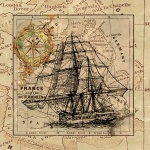 Vintage Ship Mapa Art Collage