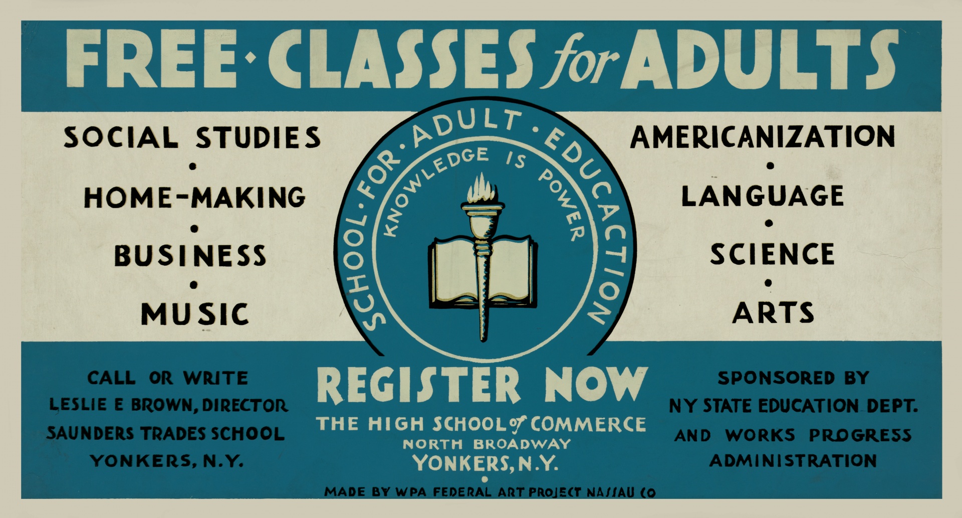 Adult Education Vintage Poster