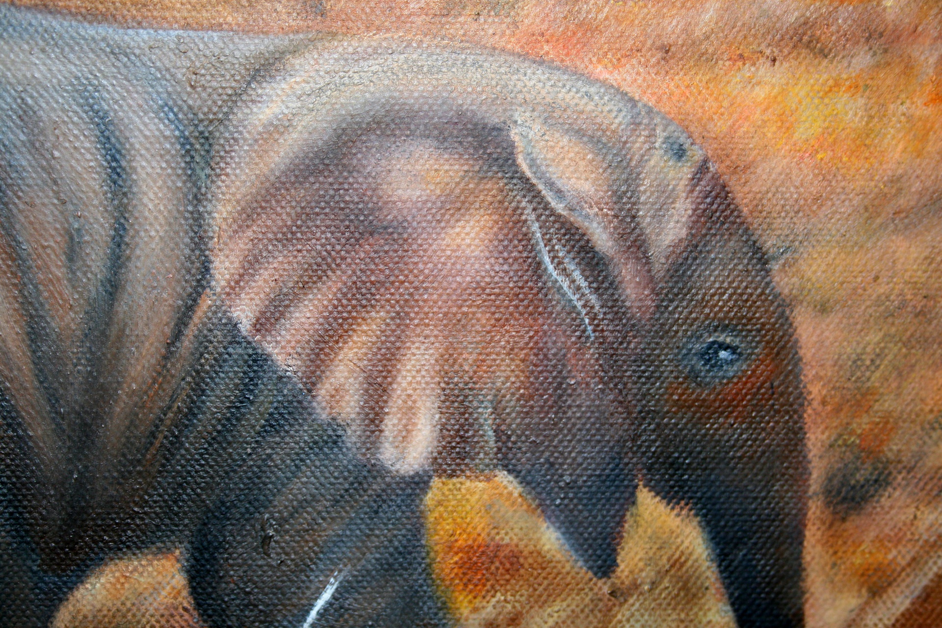 Elefante bebé en óleo sobre lienzo