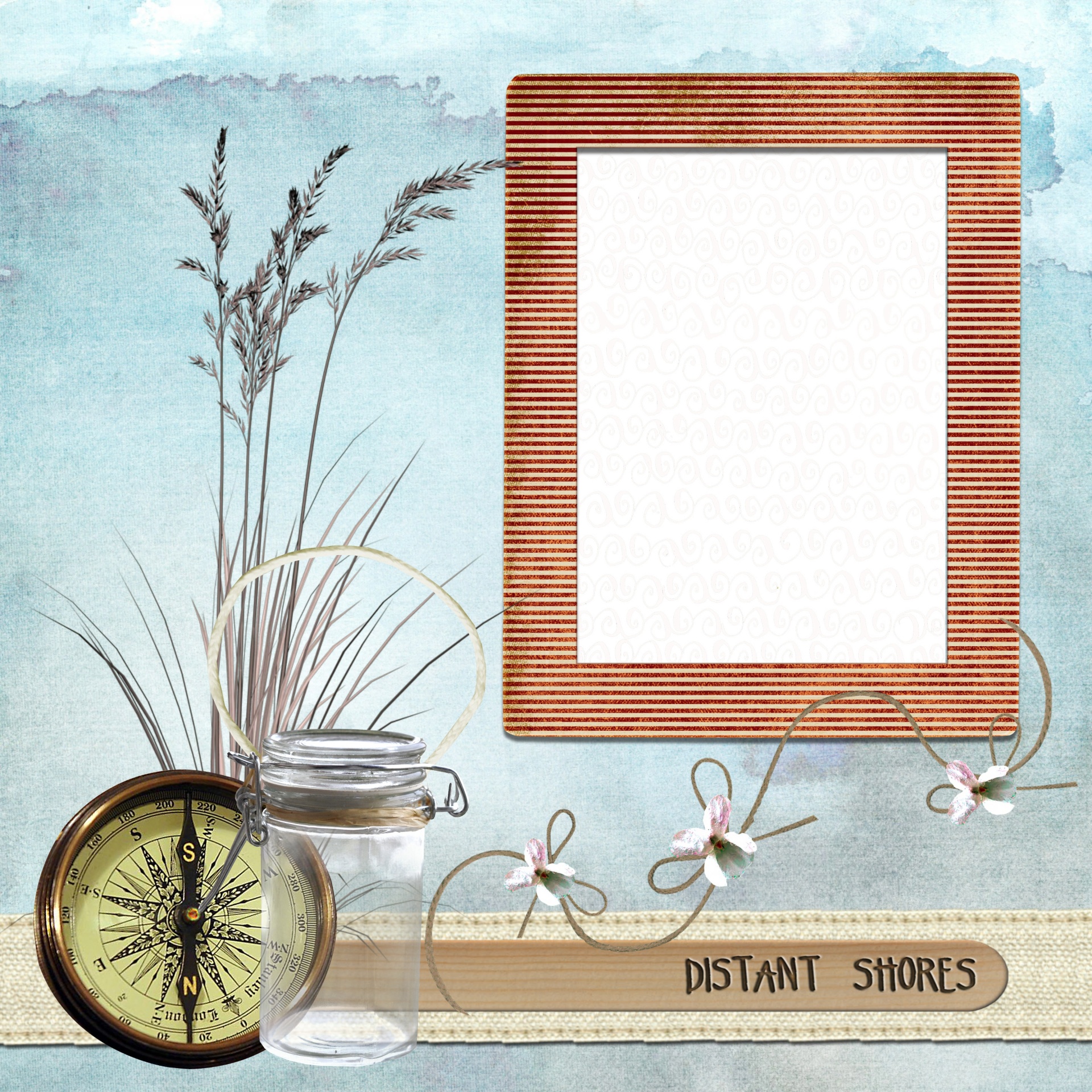 Beach And Compass Scrapbook Page