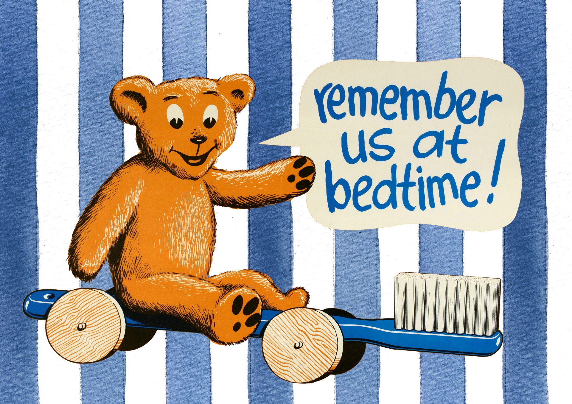 就寝時の子供たちがテディベア記号を歯ブラシ