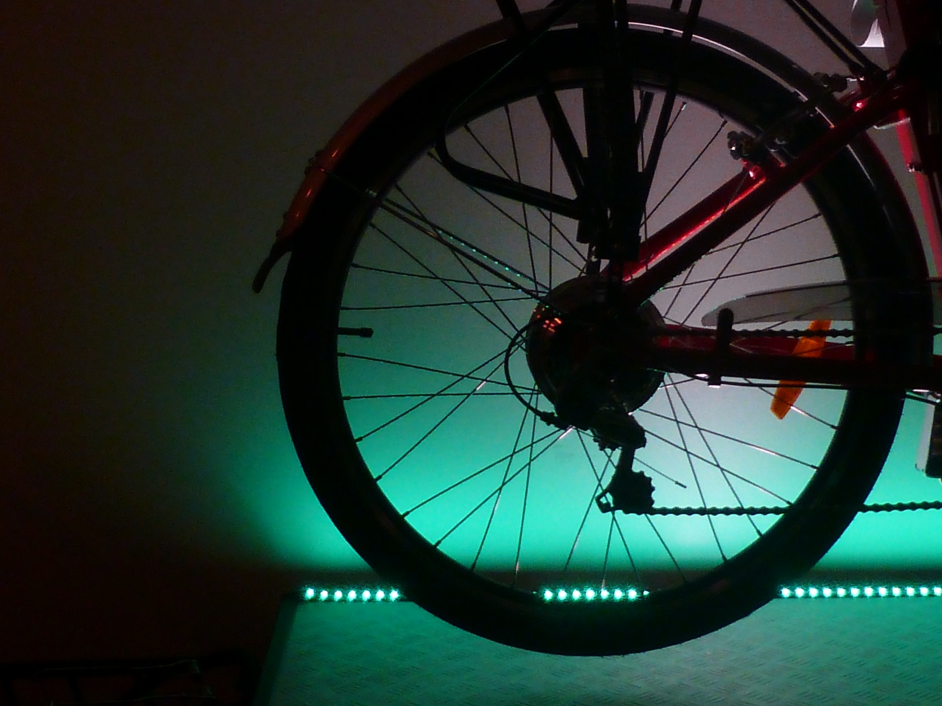 Bicycle Wheel In Window Display