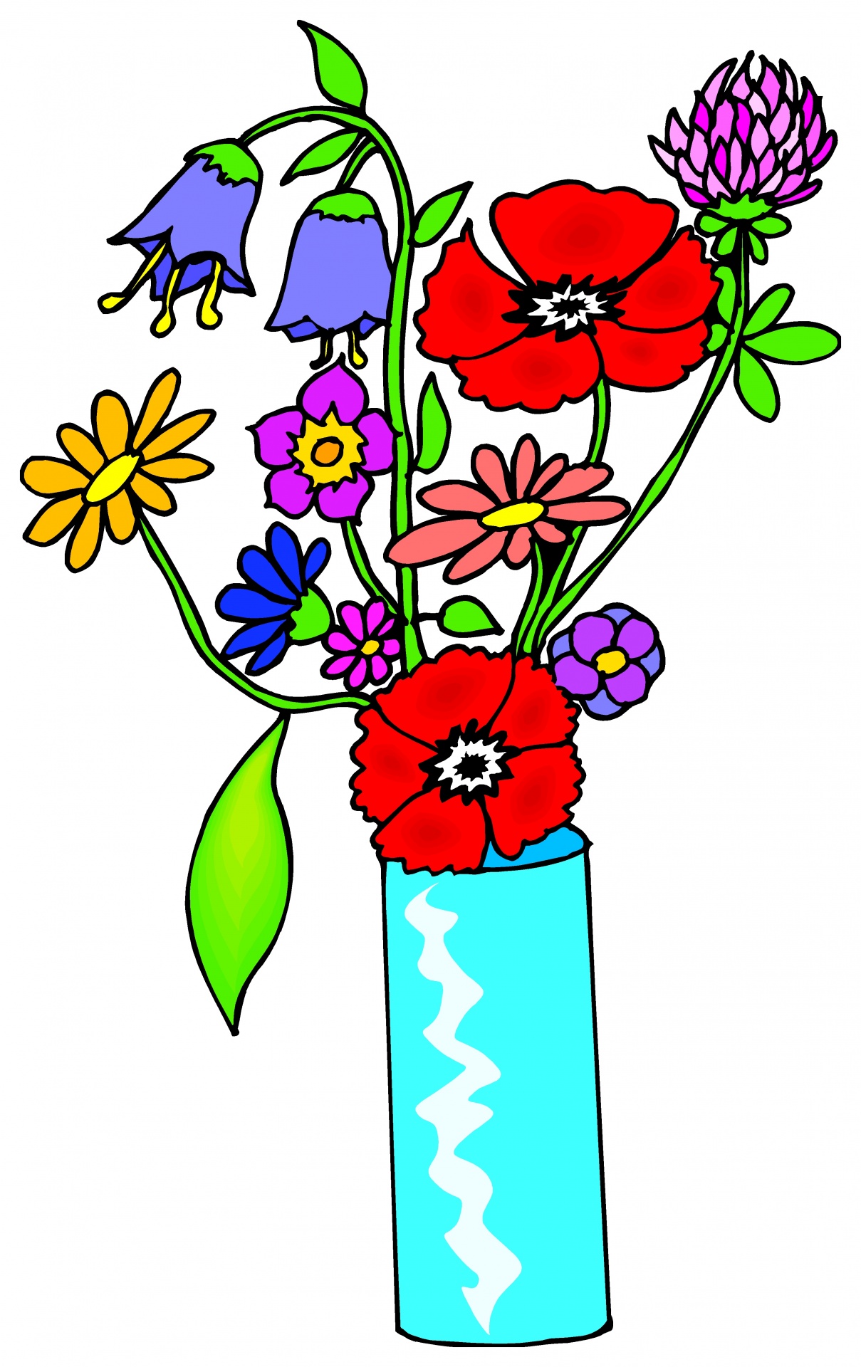 Blue Vase Fantasy Flowers