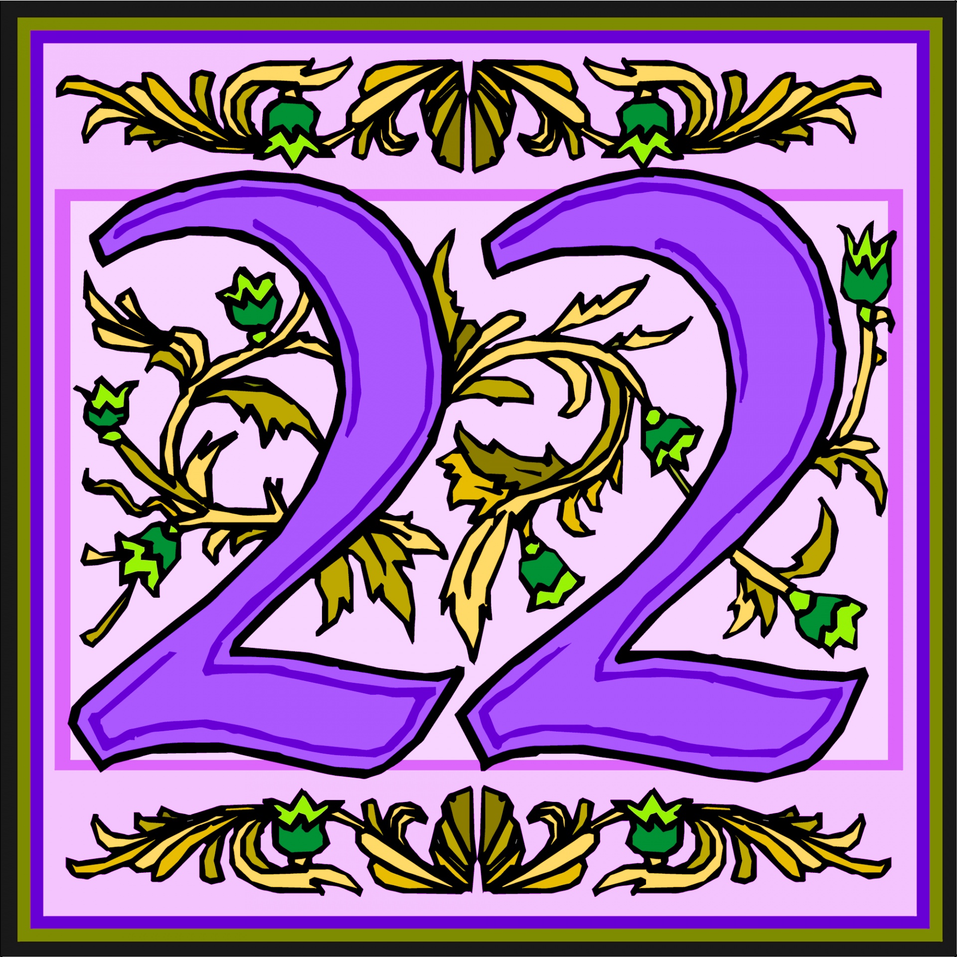 Número roxo florido 22