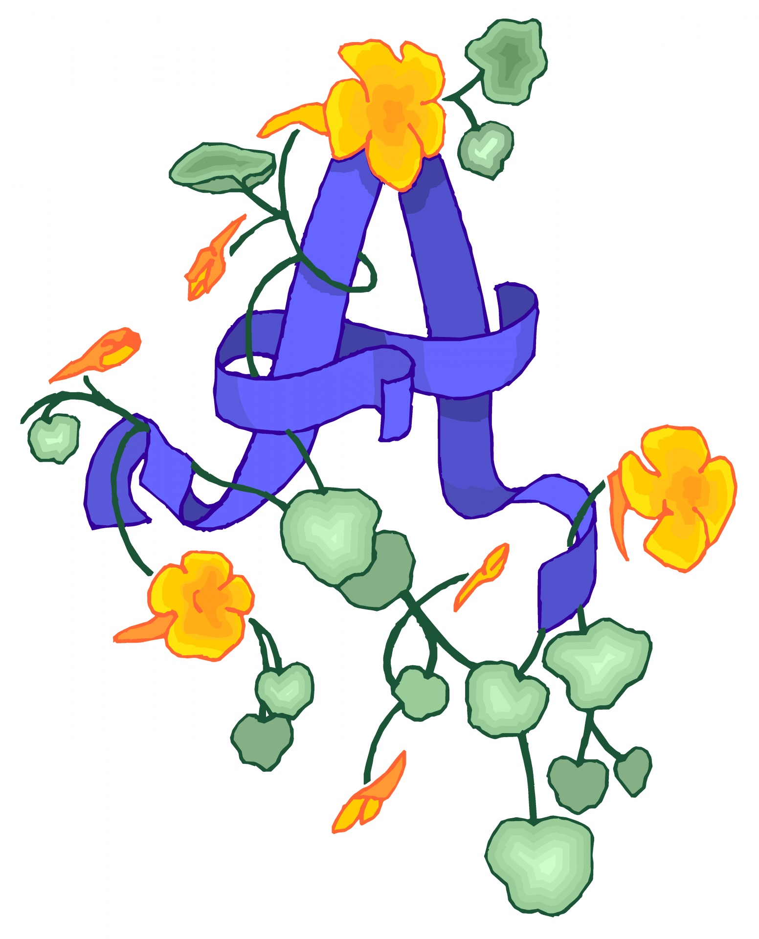 Flowery Blue Letter A