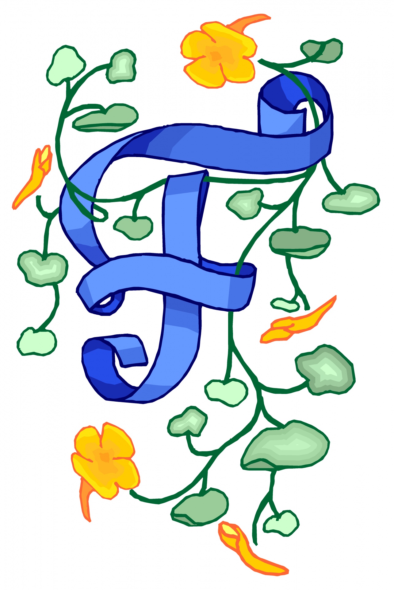 Flowery Blue Letter F