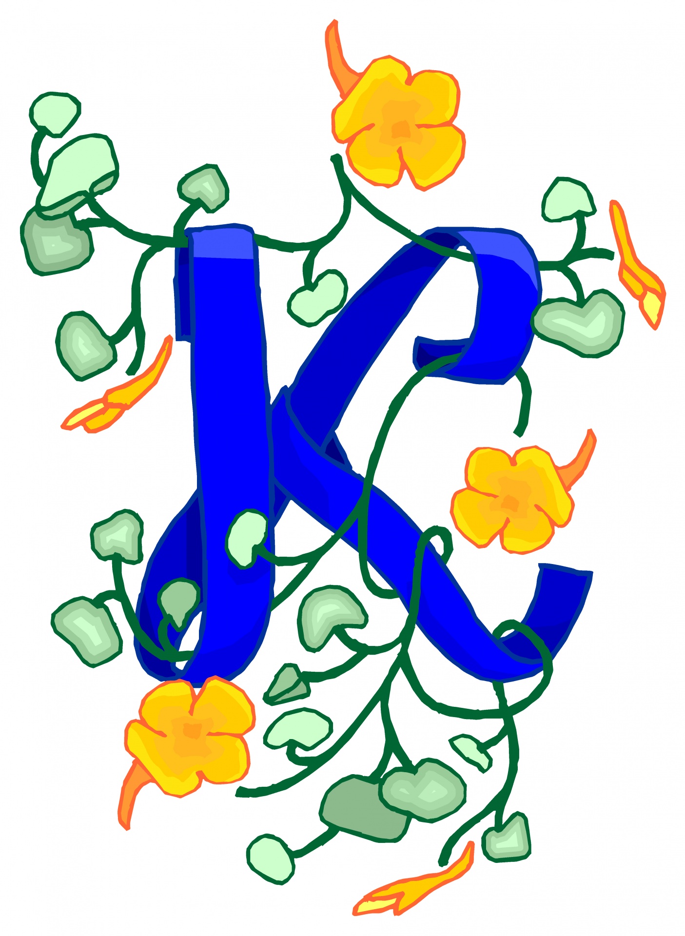 花の青文字K