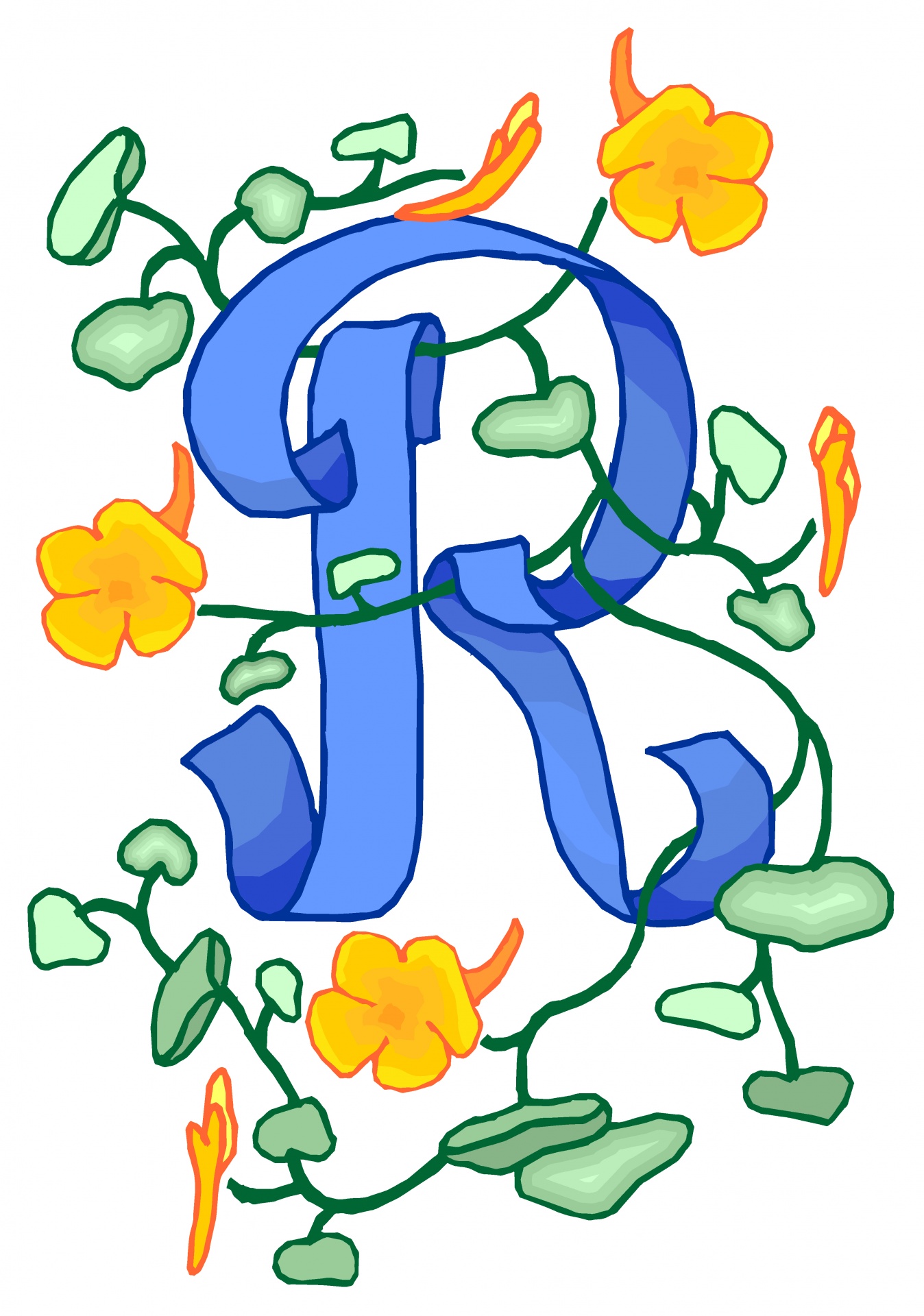 Florido azul da letra R