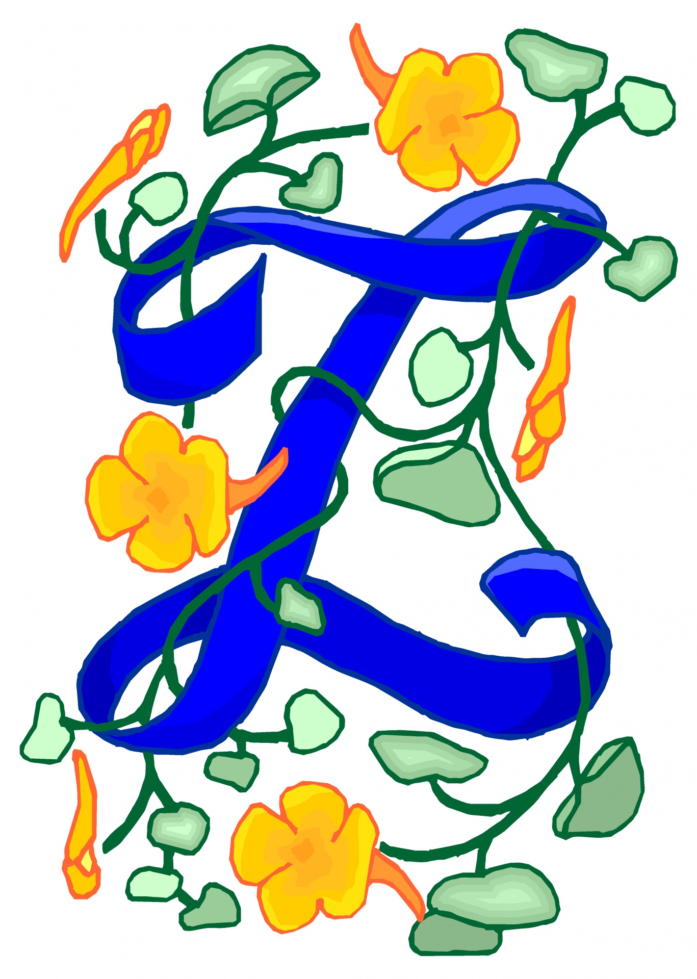 Flowery Blue Letter Z