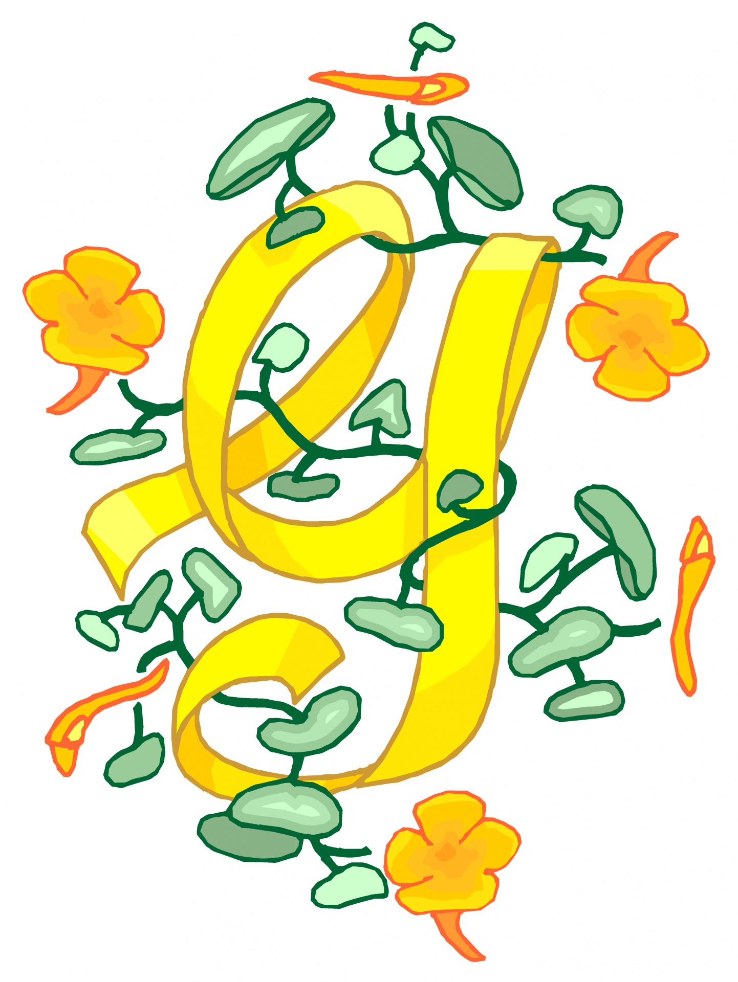Flowery Yellow Letter J