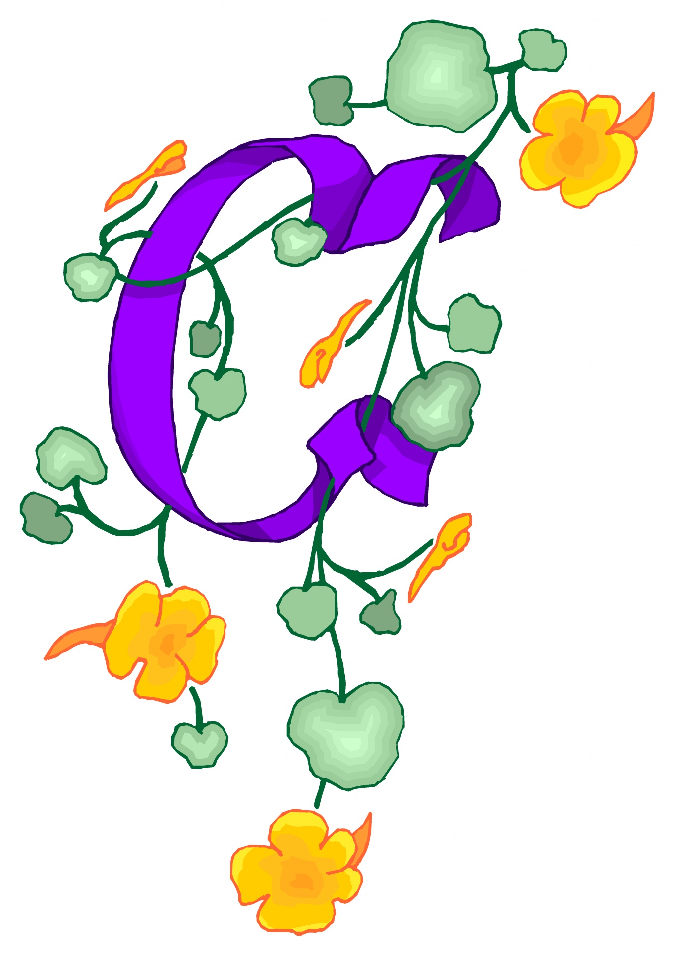 花の紫色の文字C