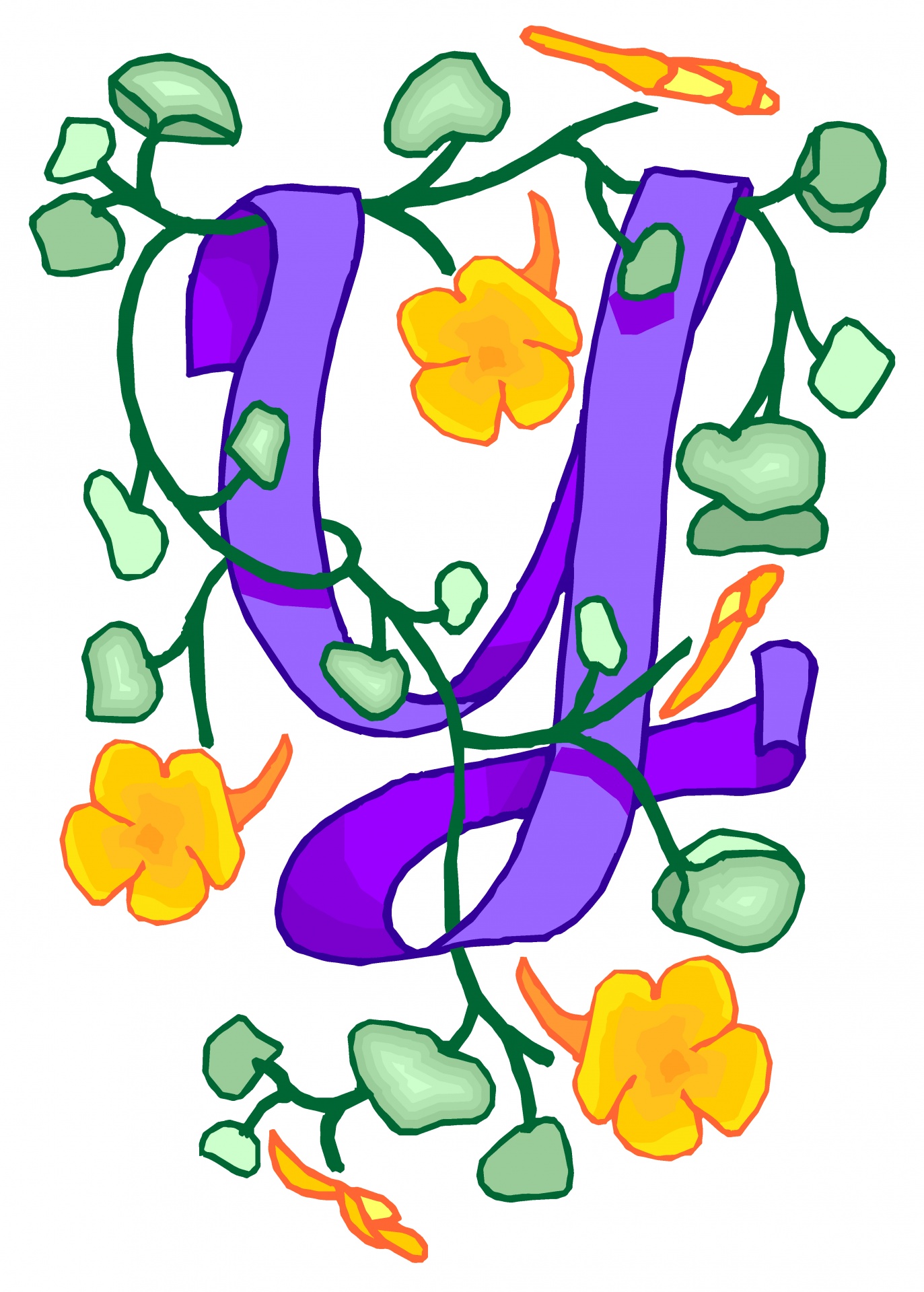 Flowery Purple Letter Y