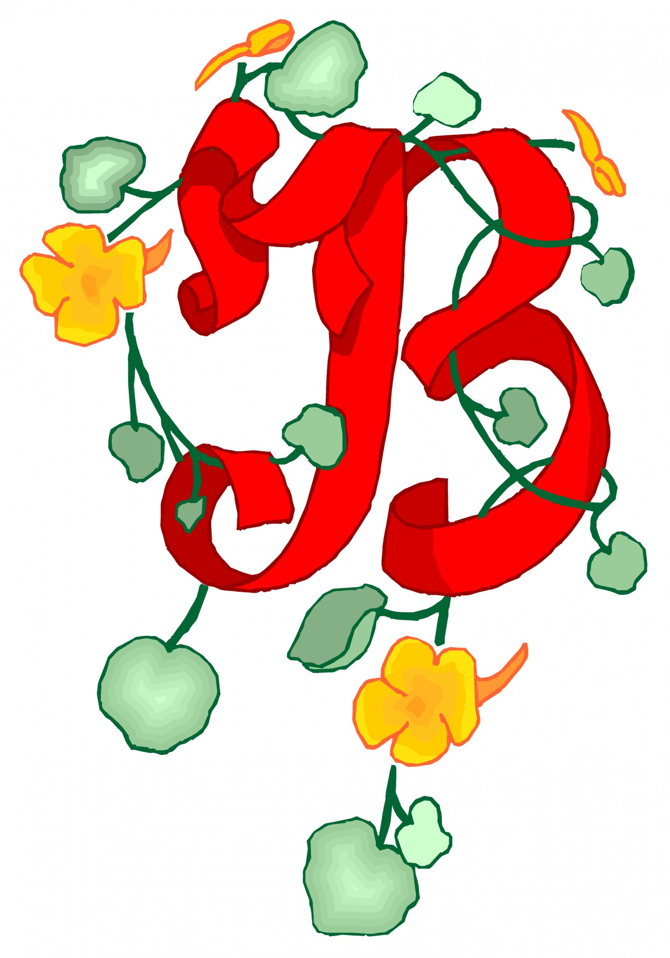 Flowery Red Letter B