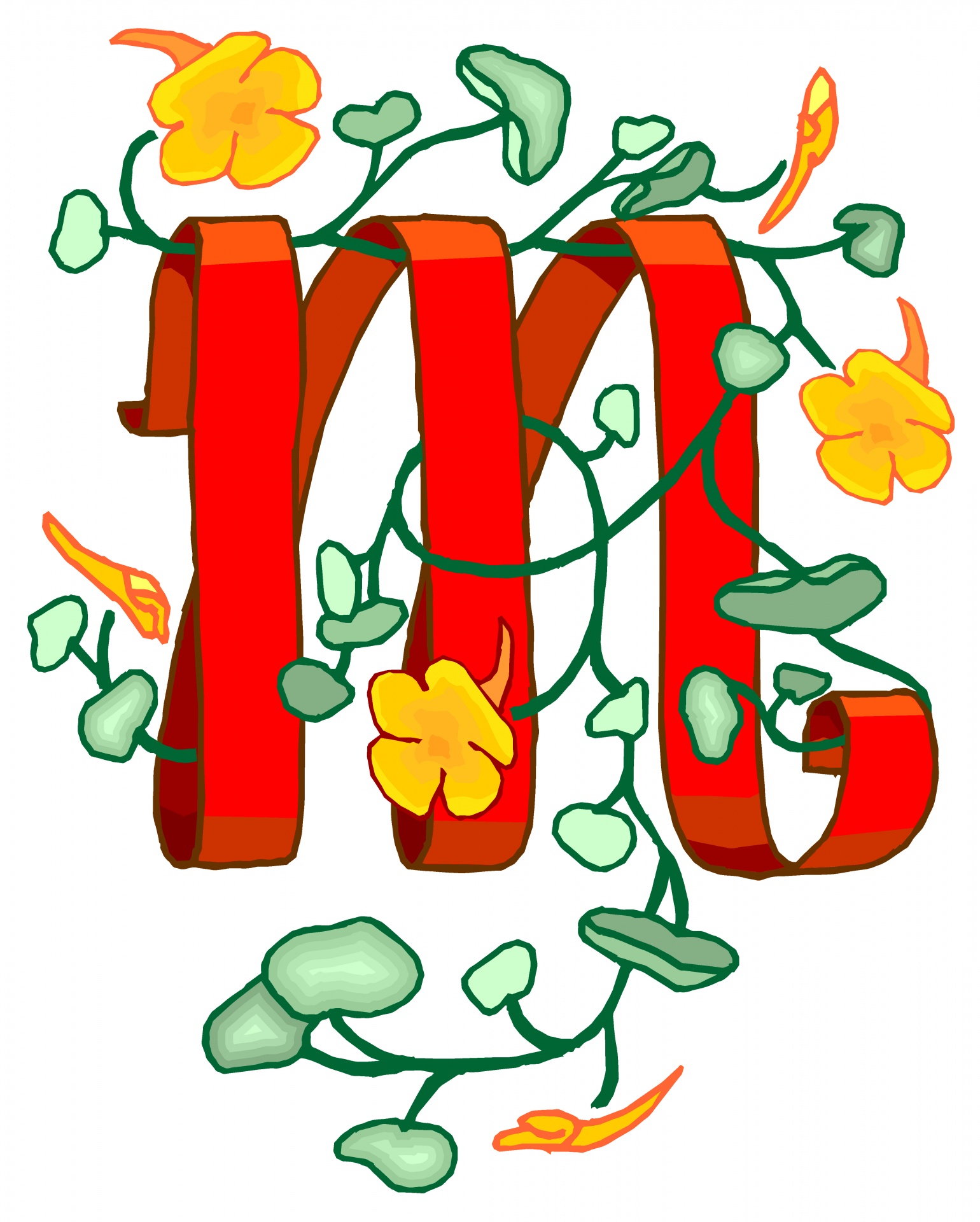 Flowery Red Letter M