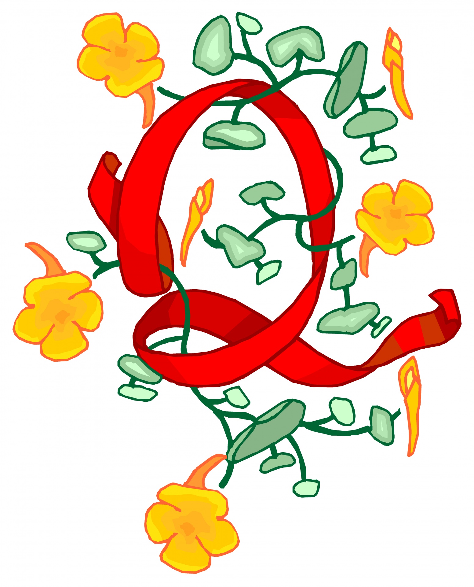 Florido rojo de la letra Q