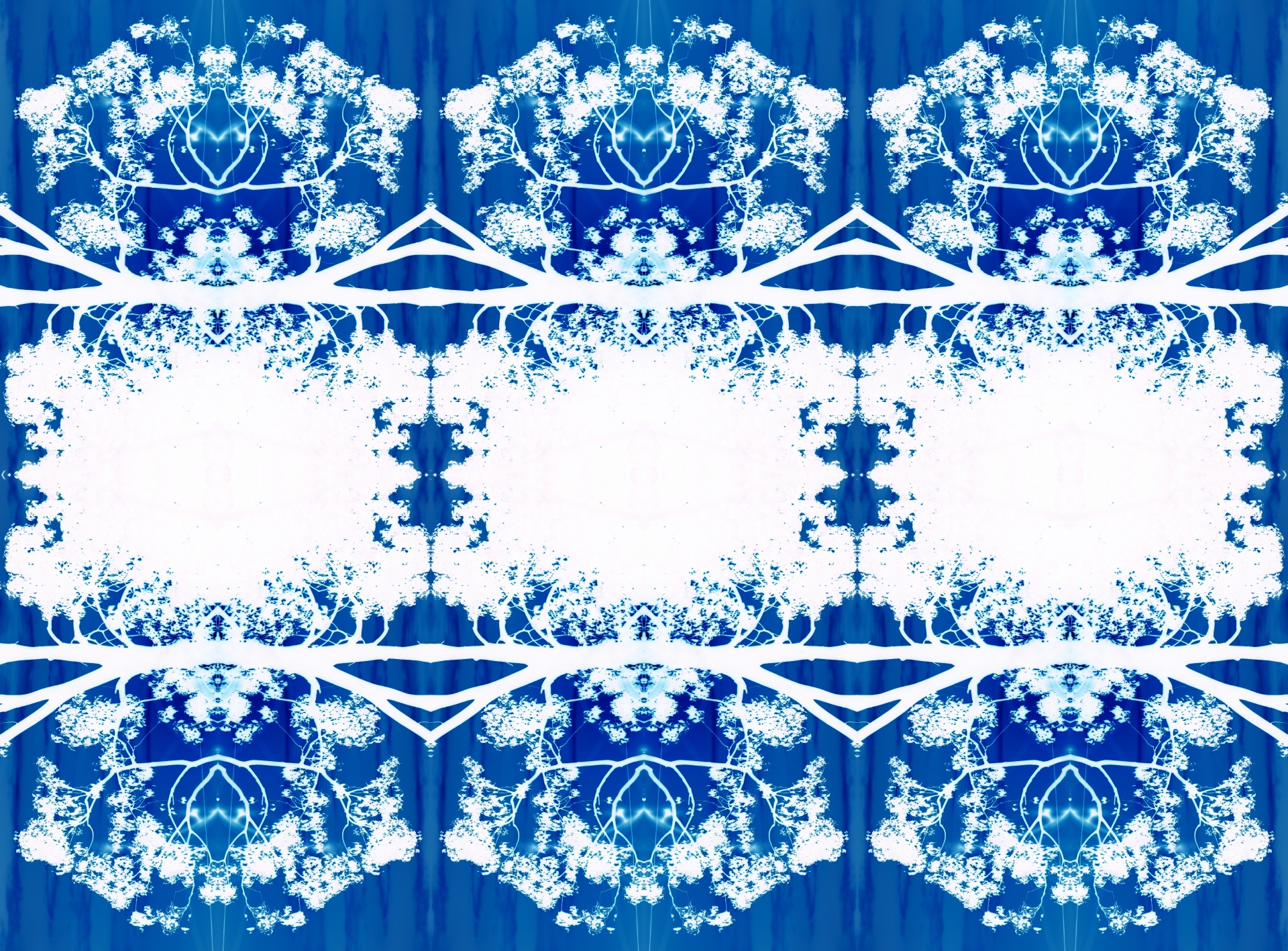 Azul e branco padrão de folhagem