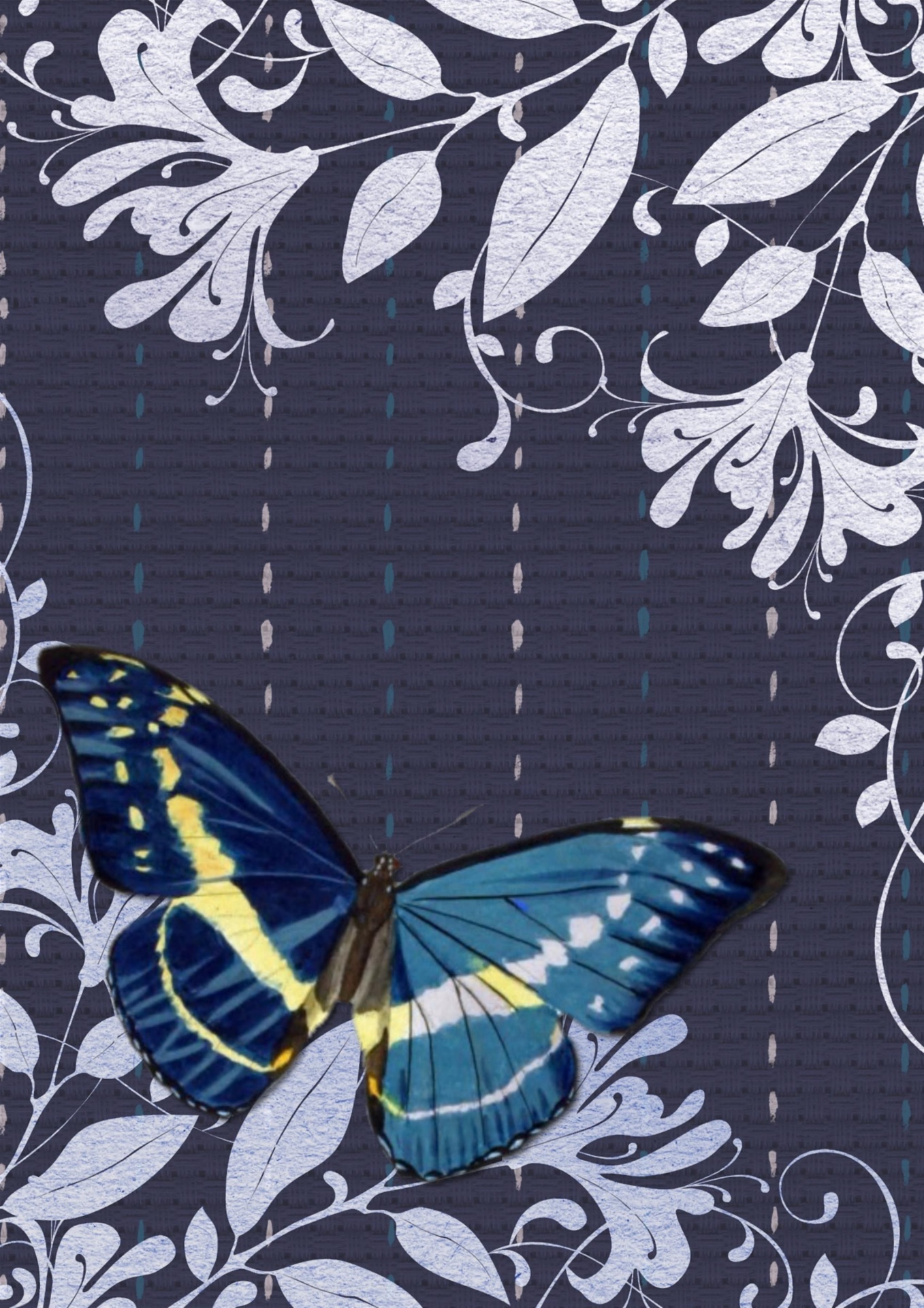 Butterfly Blue Collage Background