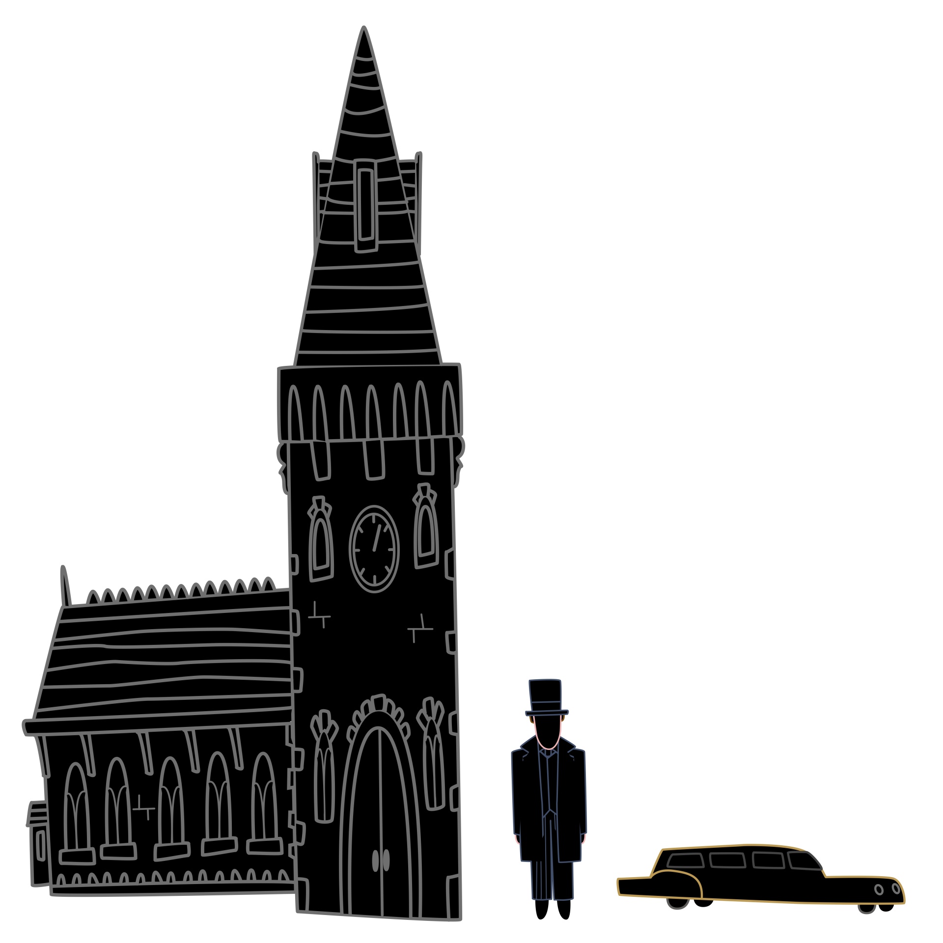 Noiva igreja e limousine