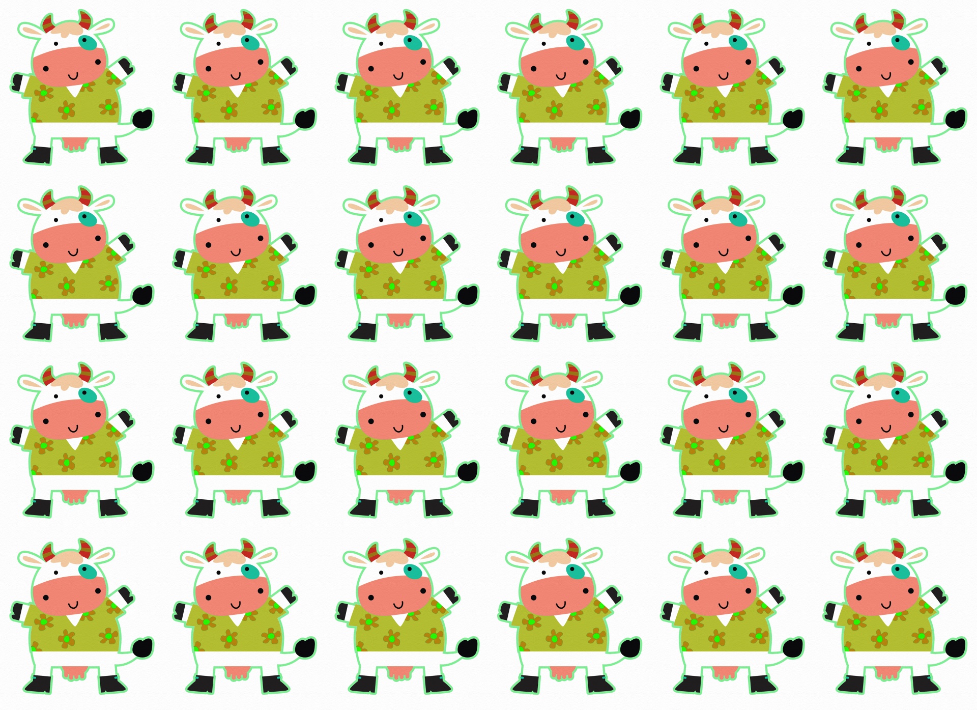 Cow Green Background