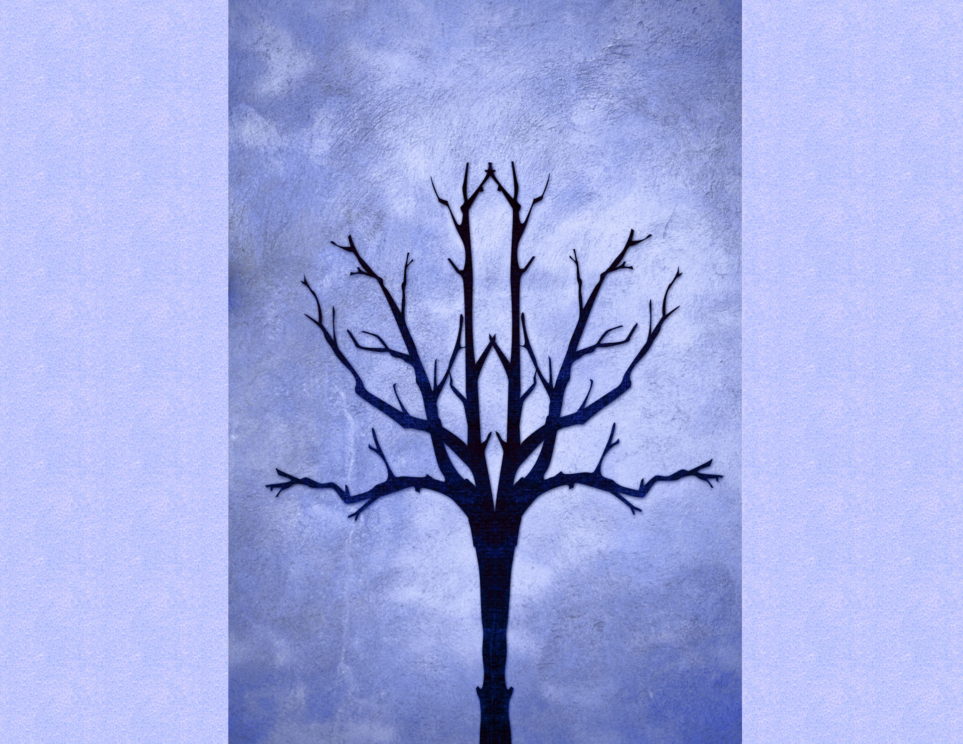 Árvore azul escuro com fundo azul