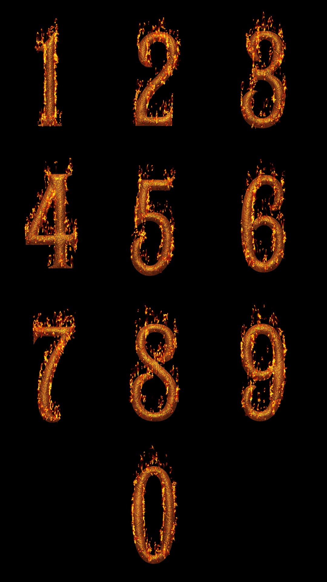 Deco Fiery Numbers 0-9