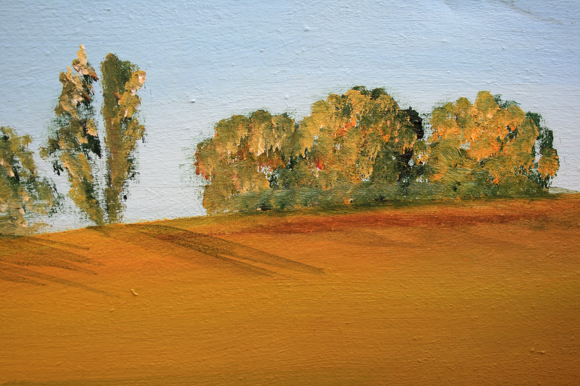 Detalhe da pintura a óleo da paisagem