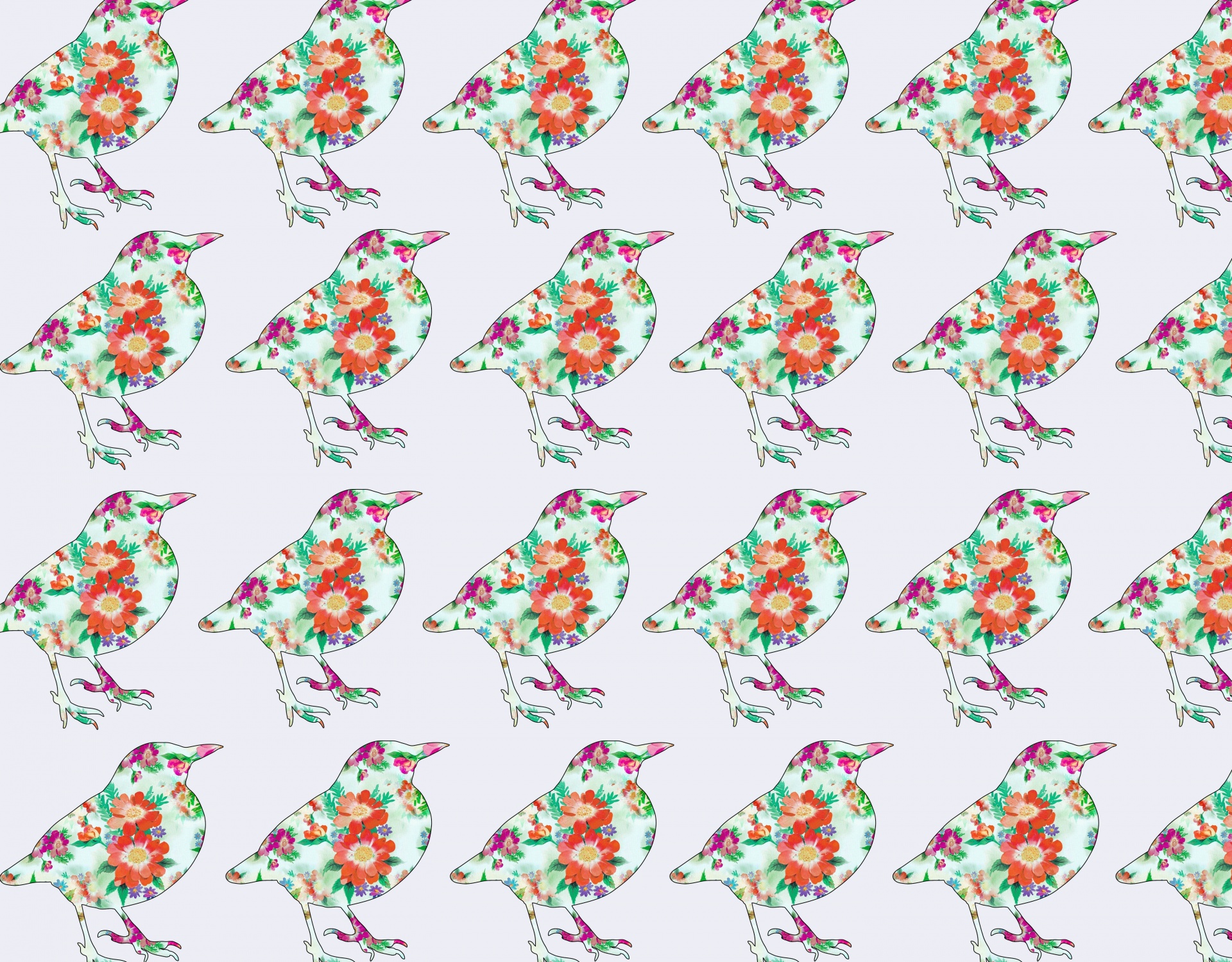 Floral Birds Wallpaper Pattern