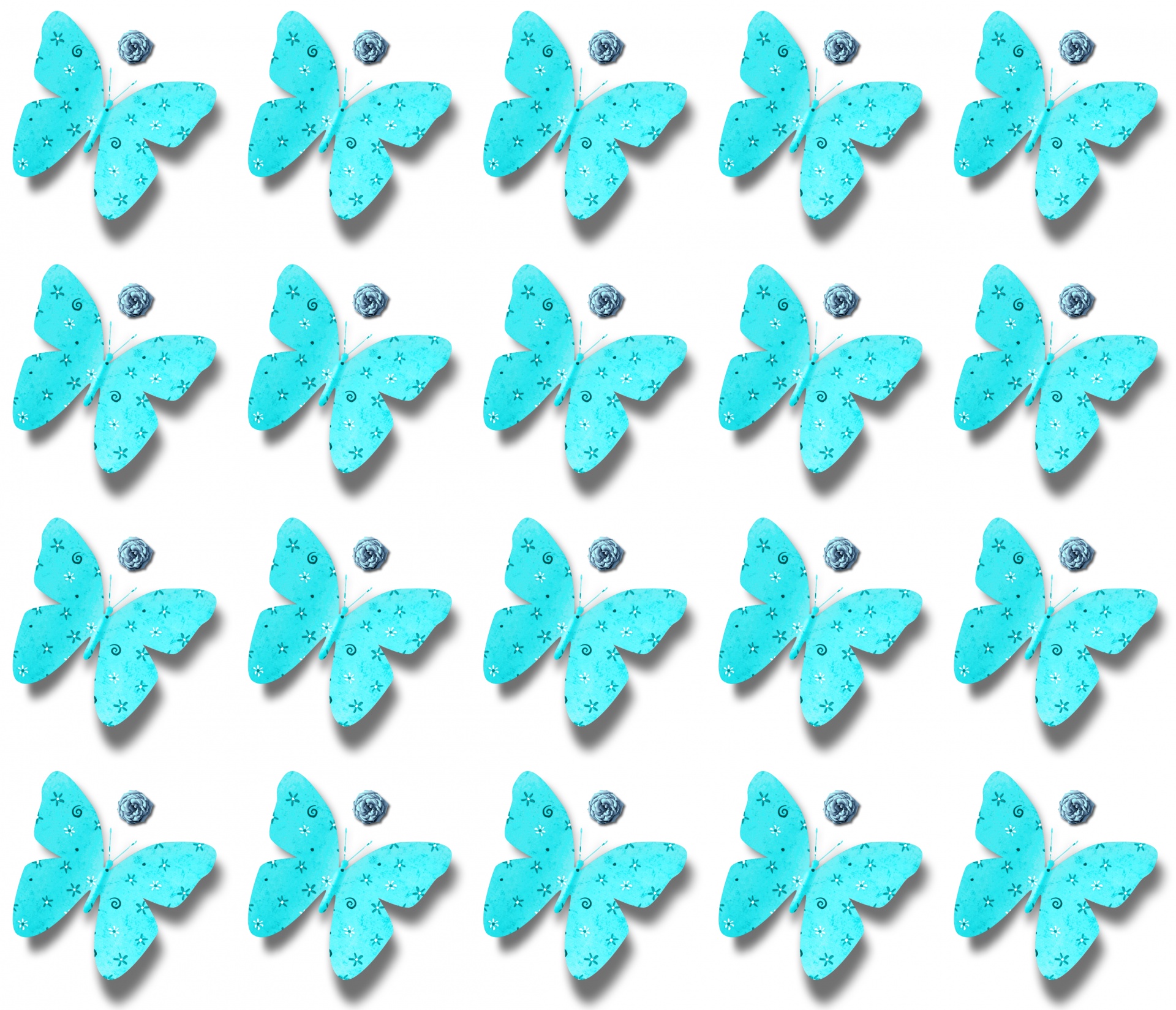 La mariposa azul de la flor