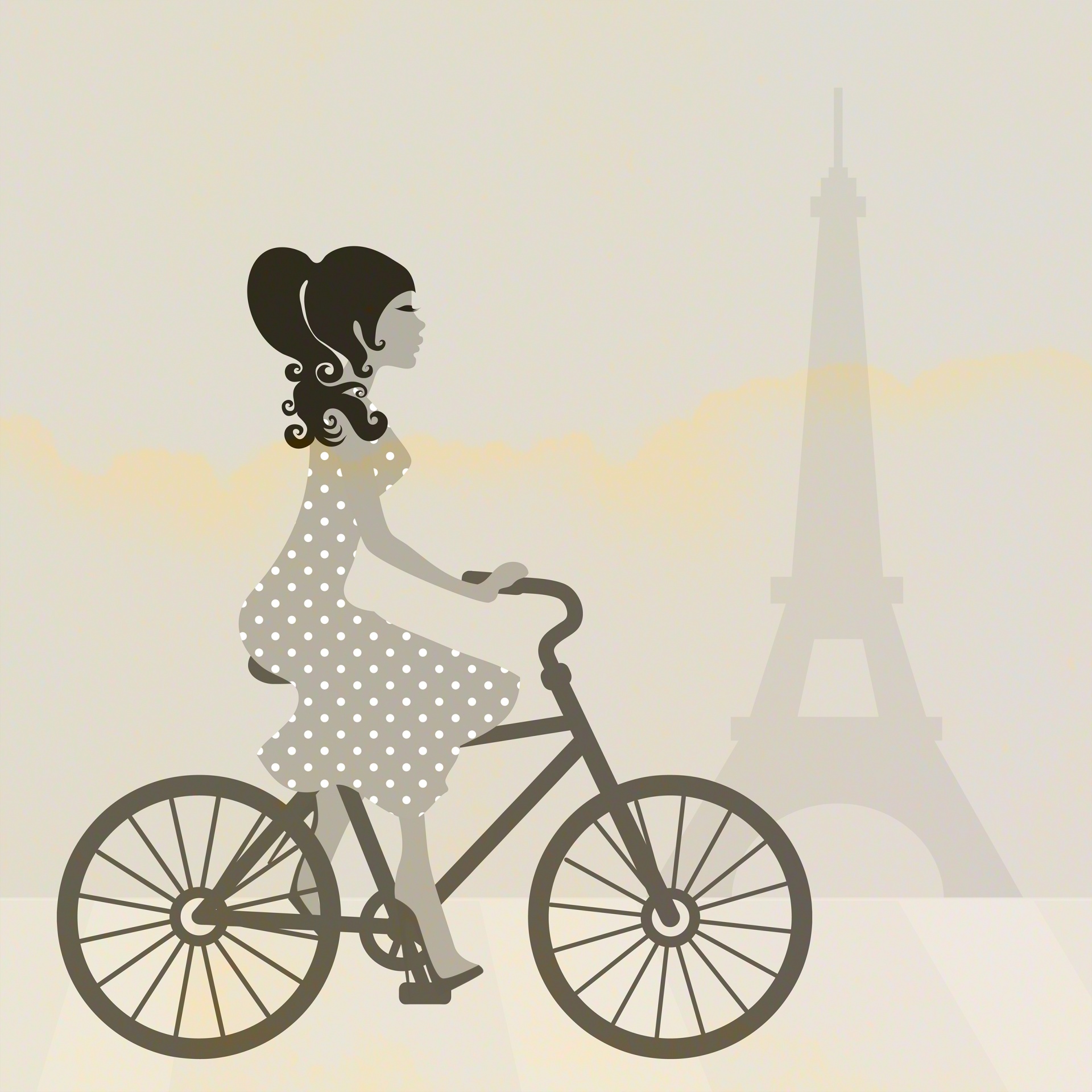 Girl Cycling In Paris