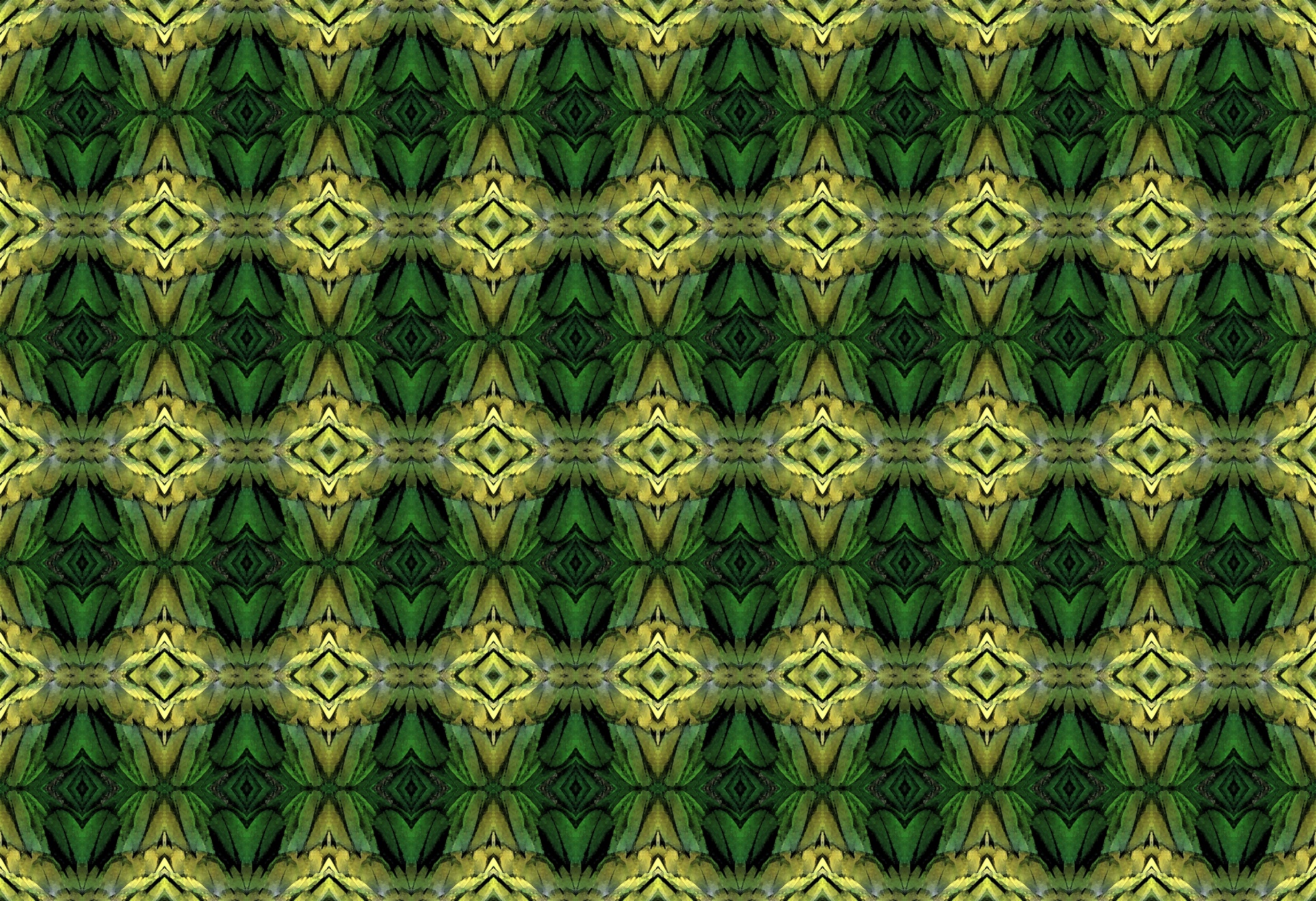 緑と黄色の羽パターン