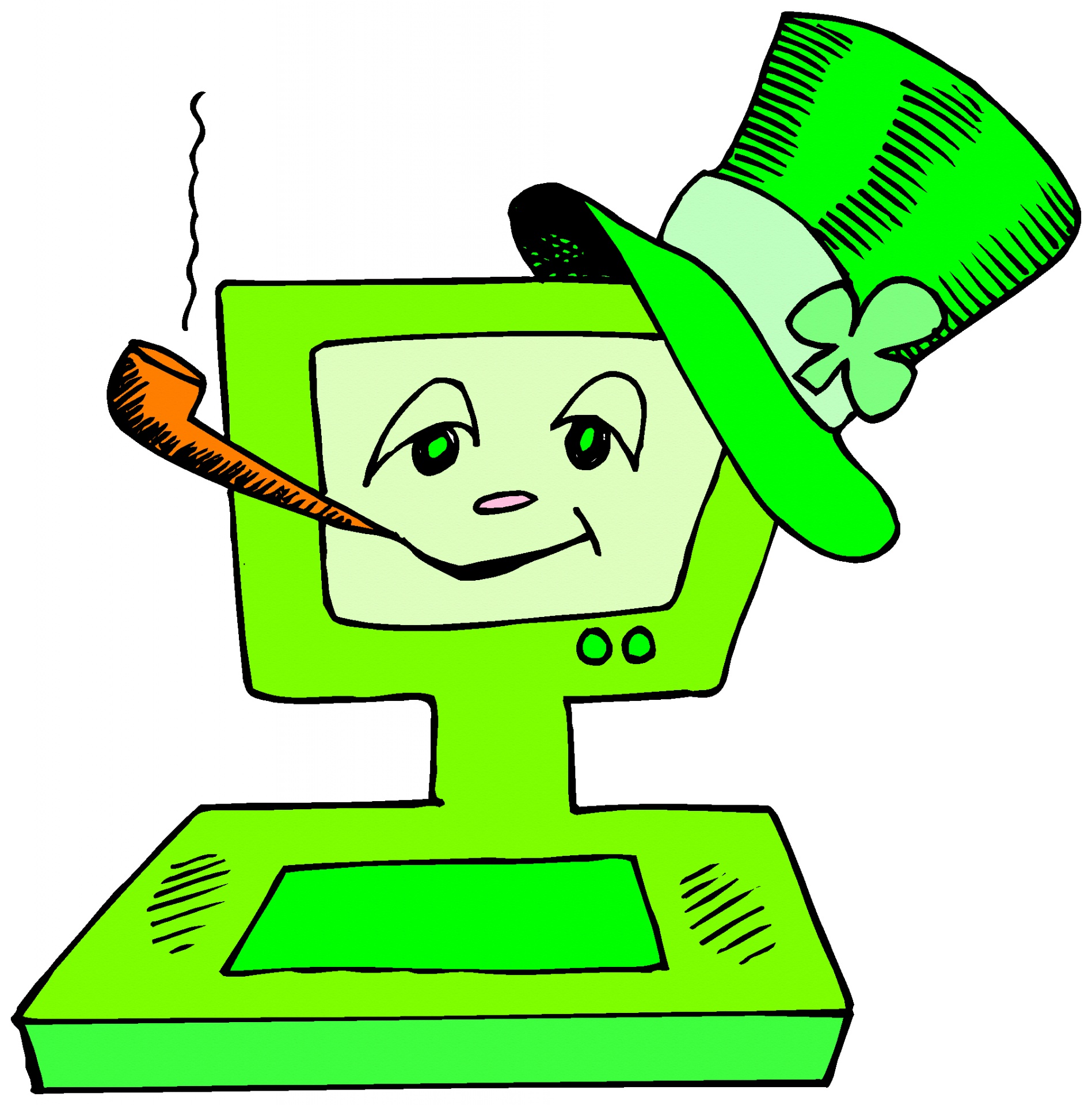 Green With Hat And Pipe