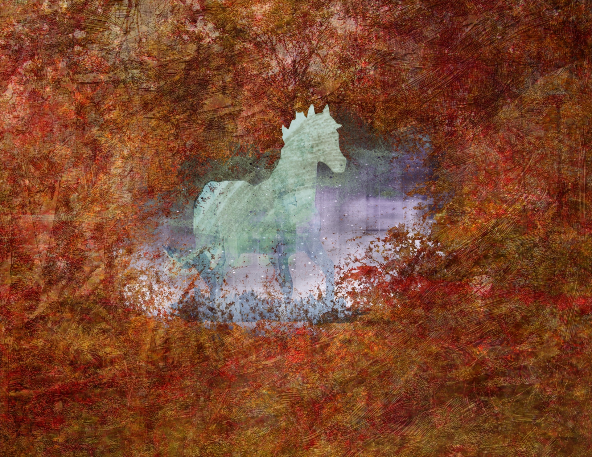 森の中の馬